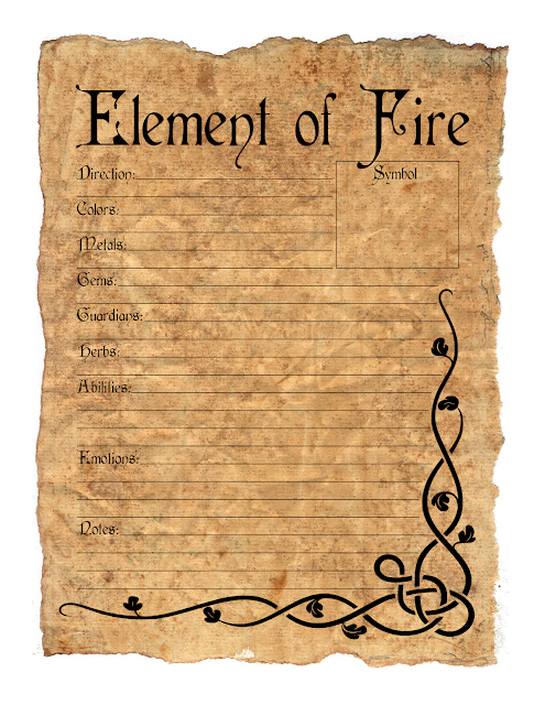 Element of Fire Book of Shadows Free Download Printable Page