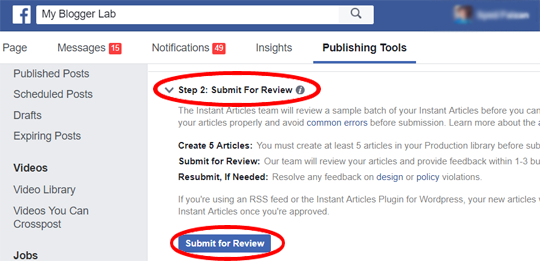 Submit your instant articles for review