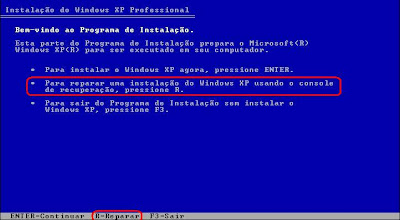 Resolvendo problemas de inicialização do Windows XP - Console de recuperação