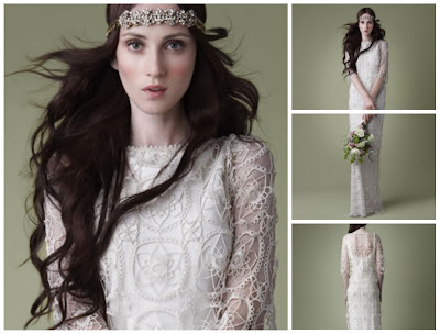 1970s style silk crepe crochet wedding dress