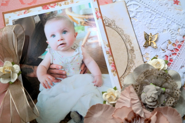 Peach Floral Baby Layout with Flowers and Lace