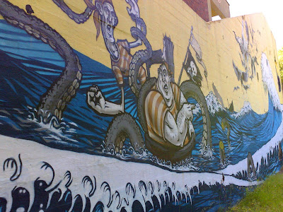 mural,  pirates, swimming pool