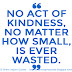 No act of kindness, no matter how small is ever wasted.