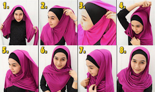 Cara mudah memakai jilbab pashmina sifon pendek