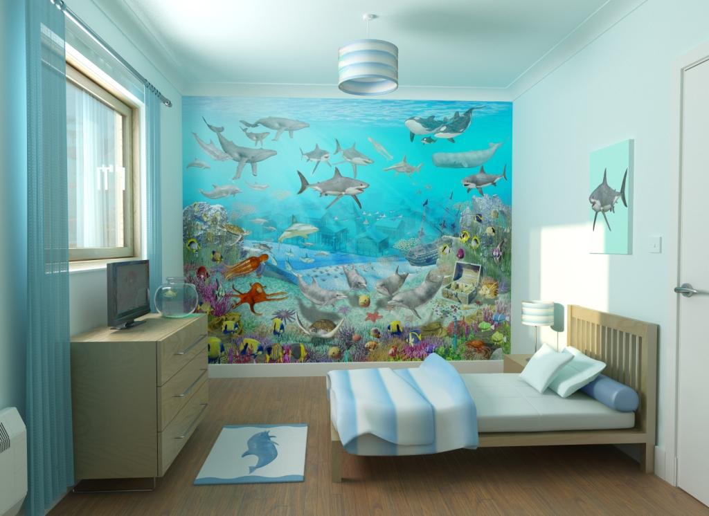Bedroom Ideas: Modern Bedroom Wallpaper, One Wall 
