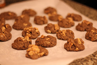 Fresh out of the oven, vegan walnut flax cookies