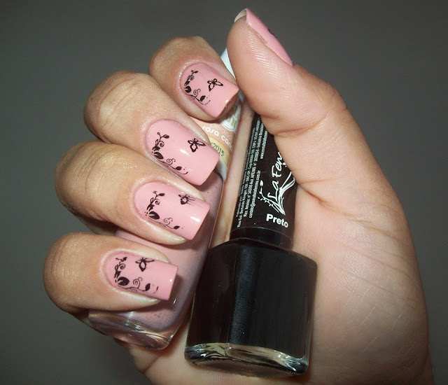 Esmalte Rosa Candy + Carimbo