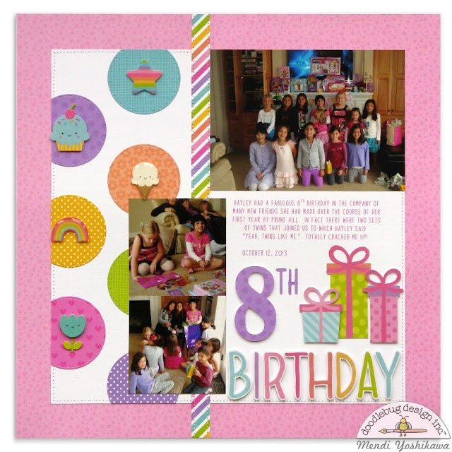 Doodlebug Design Fairy Tales Girls Birthday Scrapbook Layout by Mendi Yoshikawa