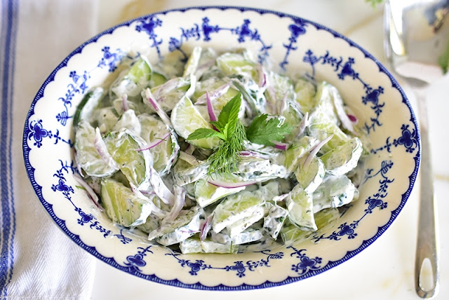 Cucumber salad top view