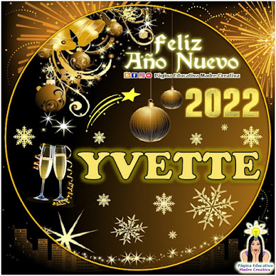 Nombre YVETTE por Año Nuevo 2022 - Cartelito mujer