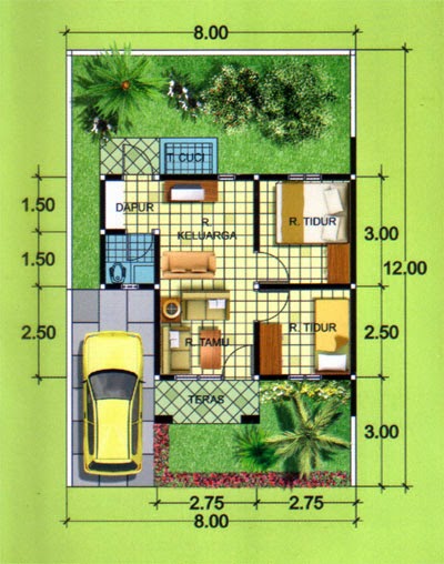 20 Gambar Denah Rumah Minimalis Type 36 1 Lantai 