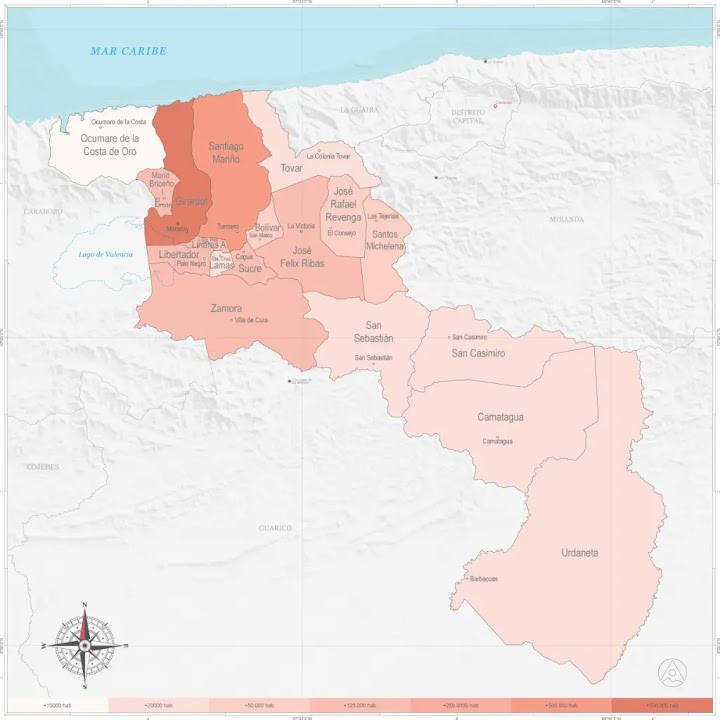 Mapa de Población del Estado Aragua