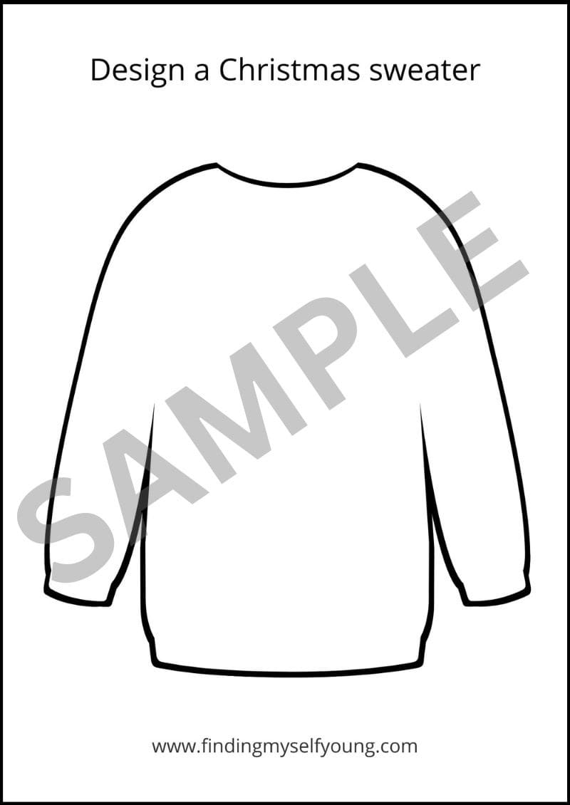 free printable blank ugly Christmas sweater template.