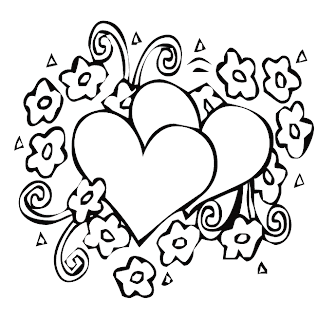 heart coloring pages, flower coloring pages