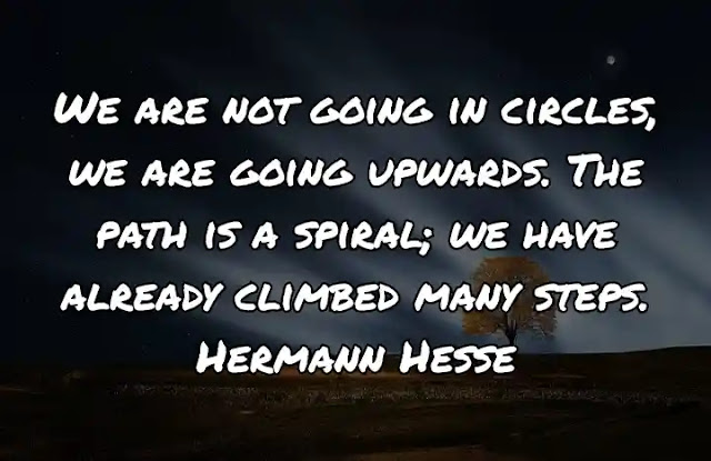 We are not going in circles, we are going upwards. The path is a spiral; we have already climbed many steps. Hermann Hesse