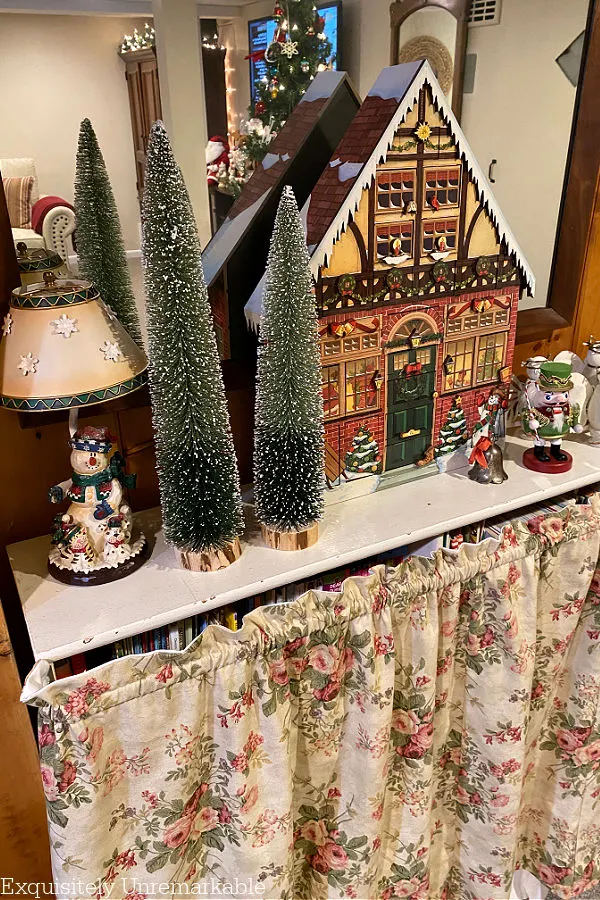 Christmas Bottle Brush Trees next to Advent calendar Tree