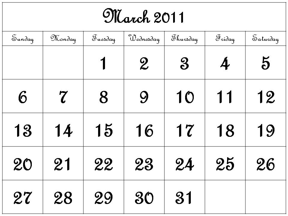 calendars for march 2011. Free Homemade Calendar 2011