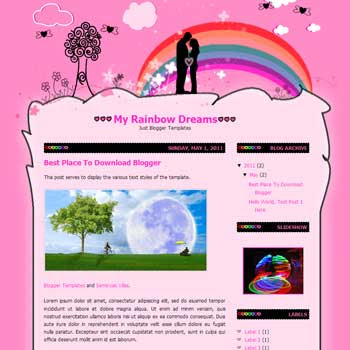 My Rainbow Dreams Blogger Template. convert wordpress theme to blogspot template