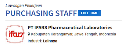 Loker PT. IFARS Pharmaceutical Laboratories Karanganyar