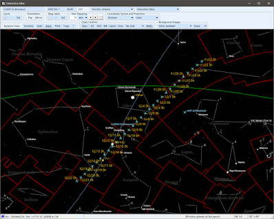 comet path plotted and labelled with SkyTools