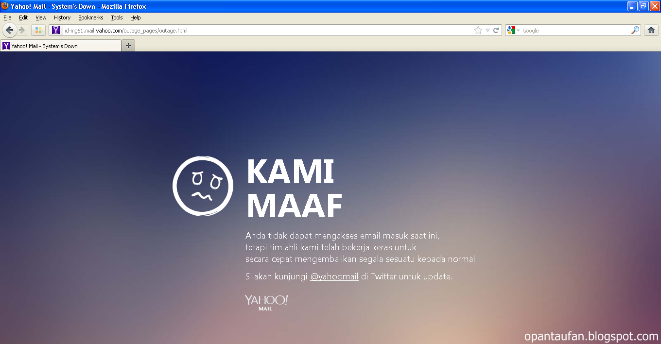 Yahoo! Mail System's Down