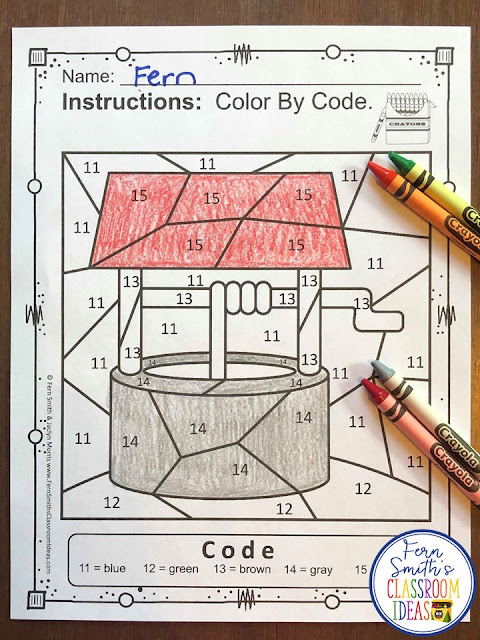  Color By Number For Math Remediation Numbers 11 to 15 Jack and Jill Went Up the Hill