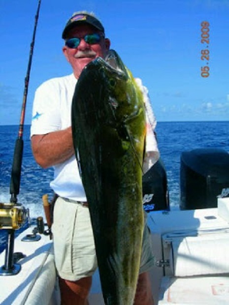 Jim Bogle caught a fresh mahi mahi out on the open sea waters