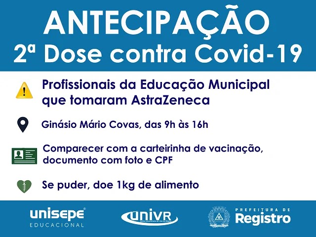 Profissionais da Educação Municipal que receberam AstraZeneca