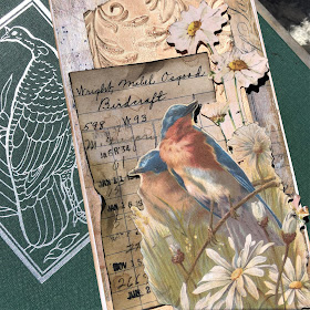 Sara Emily Barker https://sarascloset1.blogspot.com/2019/05/for-love-of-birds-vintage-card-for.html For the Love of Birds Vintage Card Tim Holtz Sizzix 3D Embossing  Ideaology Collage Paper & Ephemera 3