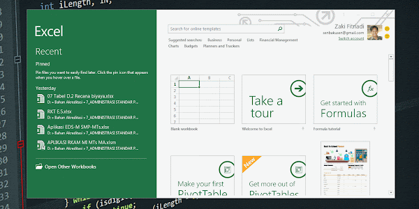 Membuat dan Membuka WorkBook Baru Excel 2016