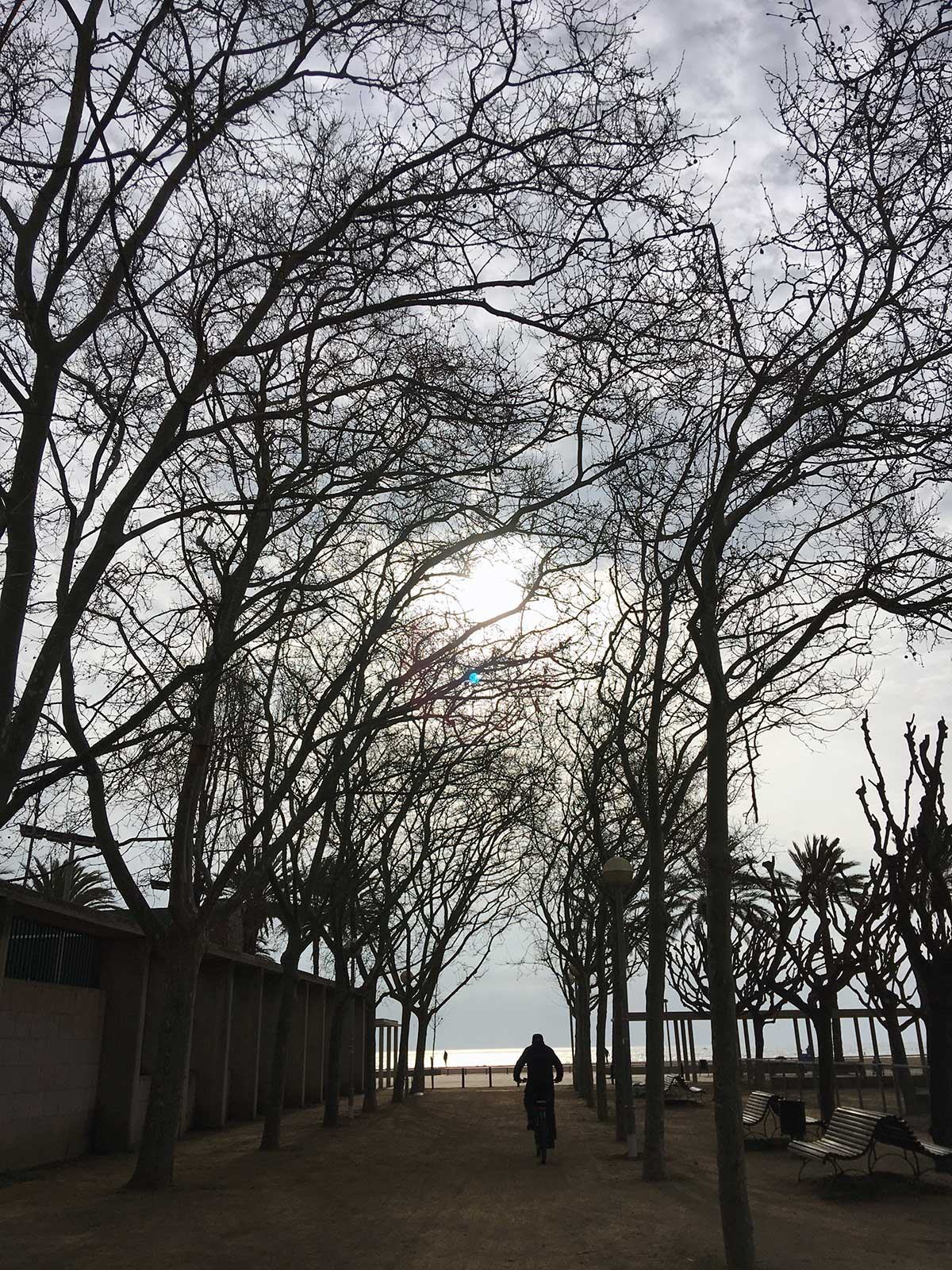 Llegando a la playa de Sant Adrià