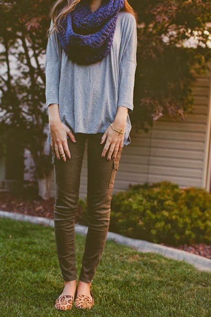 Cool Black Color Scarf,Grey Shirt And Coffee Color Jeans