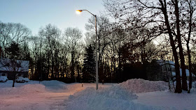 sunrise on a nearby corner in our snow covered wonder