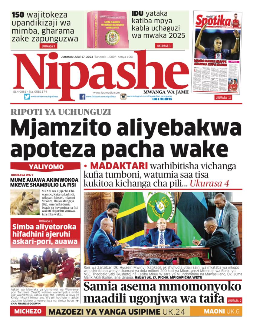 MAGAZETI YA LEO JUMATATU JULAI 17,2023