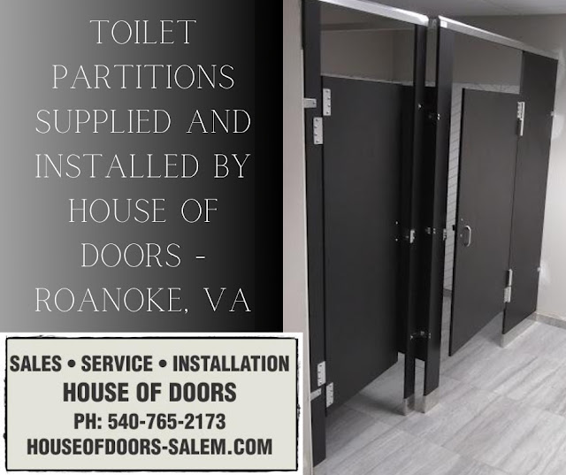 Toilet partitions supplied and installed by House of Doors - Roanoke, VA