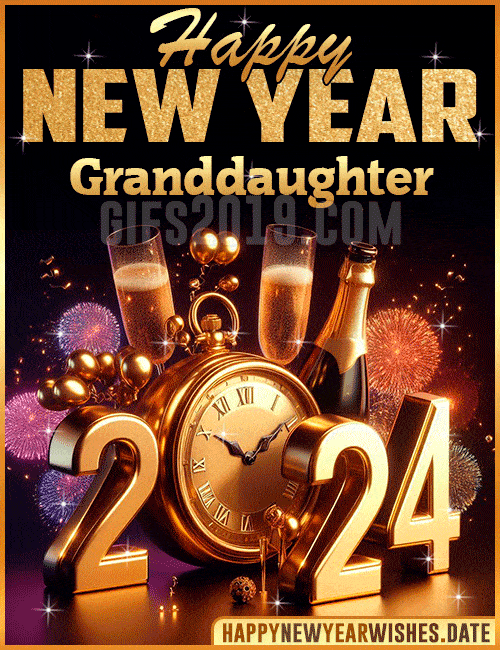 Happy New Year 2024 Champagne gif for Granddaughter
