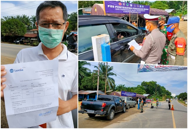 Polres Rohil Lakukan Penyekatan Pra Peniadaan Mudik  di Perbatasan Sumut- Riau