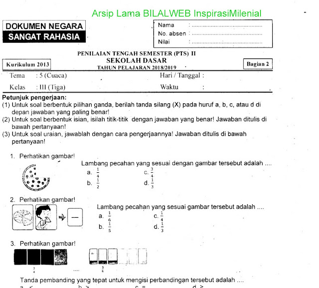 Download Soal Penilaian Tengah Semester (PTS) Genap Tema 5 (Cuaca) Bagian 2 Kelas 3 SD Terbaru Tahun 2019