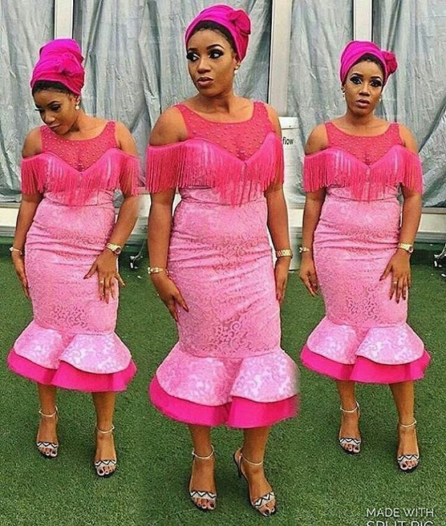 Creative Pink Aso Ebi Gown Style
