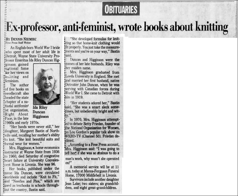 HIGGINSON DUNCAN_Ida nee RILEY_Obiit_DetroitFreePress_Jul_10__1989_pg 23_cropped
