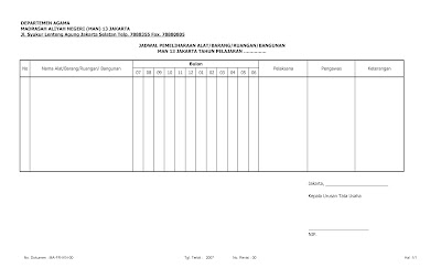 Download Format Buku Jadwal Pemeliharaan Alat/Barang 