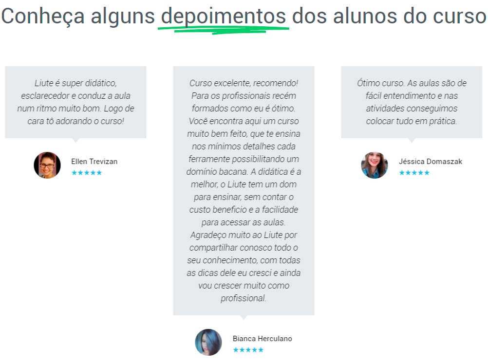 Opinião dos alunos do curso de photoshop