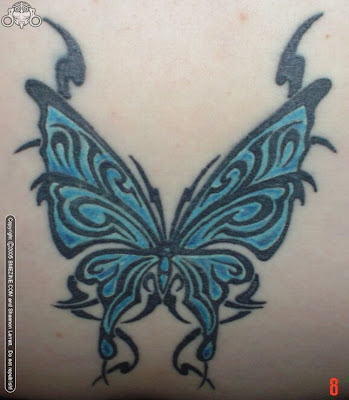 Blue Tribal Butterfly Tattoo Design. Best pictures collection of Tattoo 
