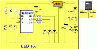 Using TE555-5 LED FX LED Circuit Diagram