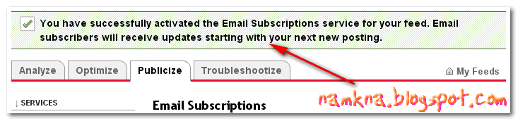 Sửa lỗi "The feed does not have subscriptions by email enabled"