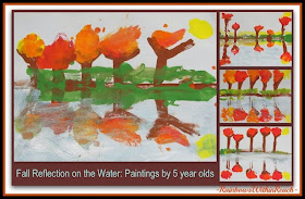 Fall Trees Reflected in Water: Kindergarten Paintings via RainbowsWithinReach