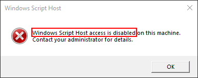 تم تعطيل الوصول إلى Windows Script Host