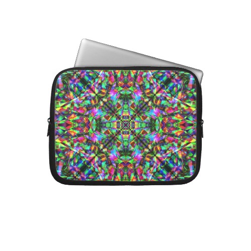 Green and Rainbow Mandala Pattern Laptop Sleeve