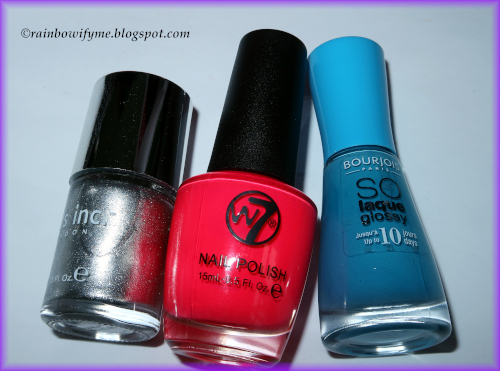 Nails Inc.: Cambridge Terrace; W7: It's Pink; Bourjois: Succés Azuré