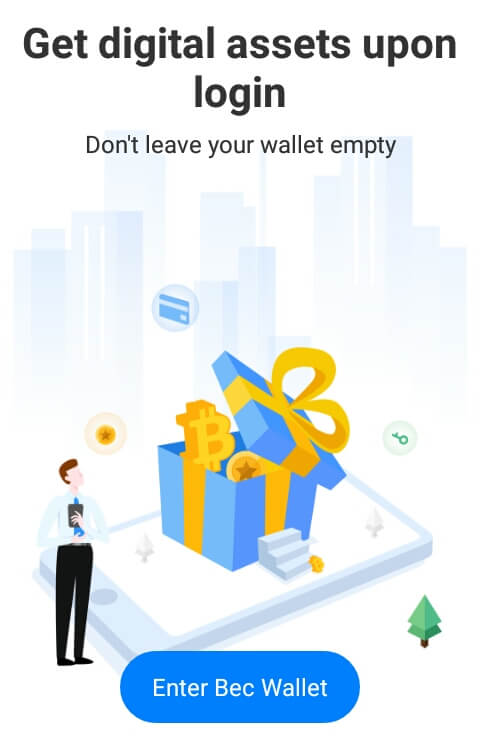 install lalu buka apknya kemudian tunggu loading selesai dan usap layar ke arah kiri lalu pilih "Enter to Bec Wallet".